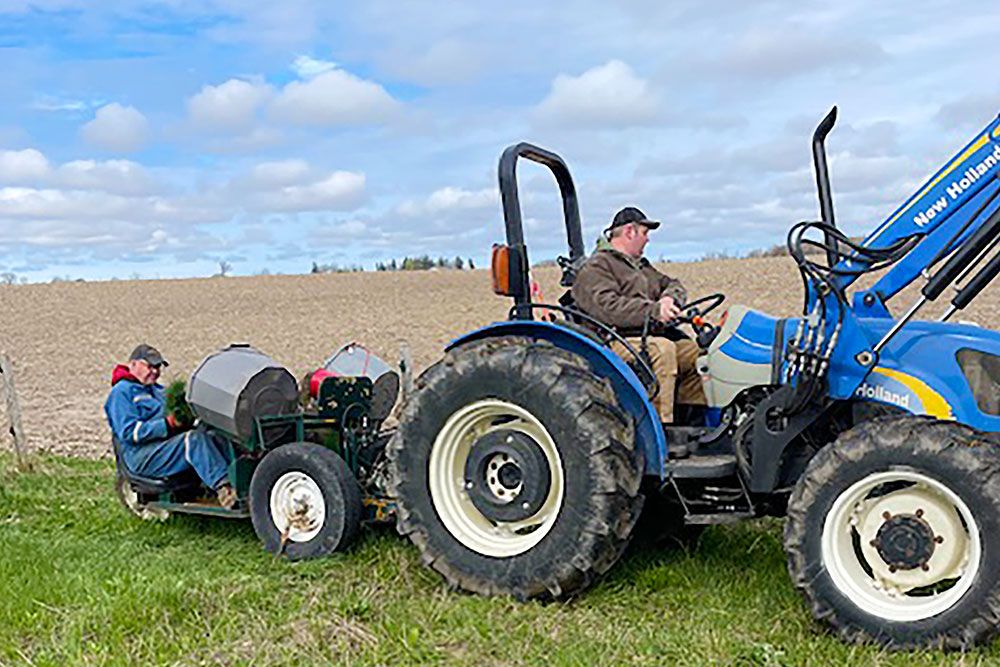 Volunteers are hand-planting and machine-planting seedlings and large stock trees within the Pine River Watershed.